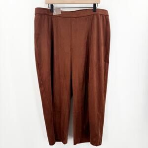 J.JILL Pants Size 2X Faux Suede Coffebean Brown Culottes NWT Wearever Plus Curvy